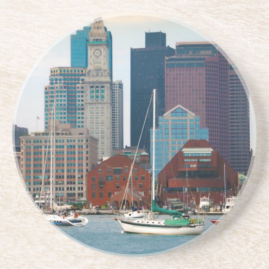 Verenigde Staten, Massachusetts. Boston Waterfront Zandsteen Onderzetter (Voorkant)