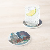 Verenigde Staten, Massachusetts. Boston Waterfront Zandsteen Onderzetter (Zijkant)