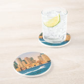 Verenigde Staten, Massachusetts. Boston Waterfront Zandsteen Onderzetter (Zijkant)