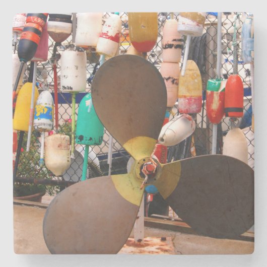 Verenigde Staten, Massachusetts. propeller en drij Stenen Onderzetter (Voorkant)