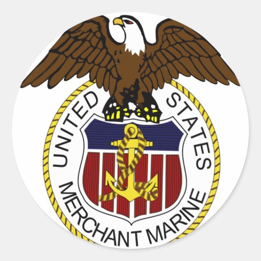 Verenigde Staten Merchant Marine Seal Sailors Ronde Sticker (Voorkant)