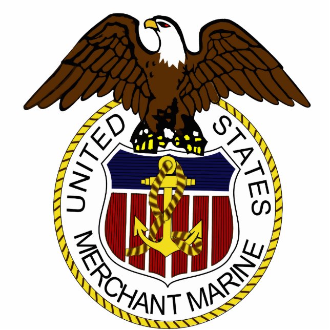 Verenigde Staten Merchant Marine Seal Sailors Staand Fotobeeldje (Voorkant)