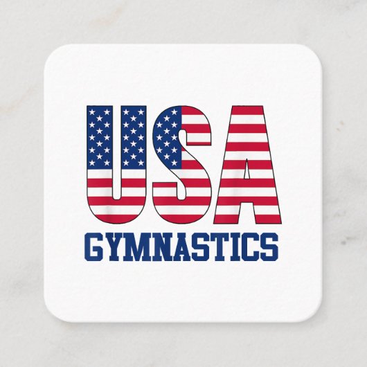 Verenigde Staten met American Flag Gymnastics Spor Vierkante Visitekaartje (Voorkant)