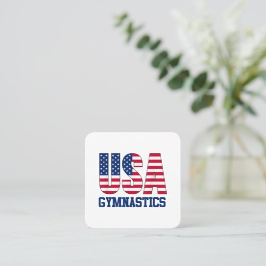 Verenigde Staten met American Flag Gymnastics Spor Vierkante Visitekaartje (Staand voorkant)