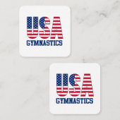 Verenigde Staten met American Flag Gymnastics Spor Vierkante Visitekaartje (Voorkant / Achterkant)