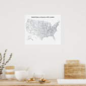 Verenigde Staten met lege contouren Poster (Keuken)