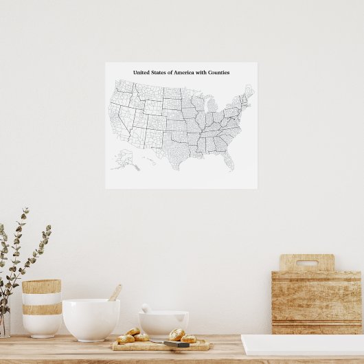 Verenigde Staten met lege contouren Poster (Keuken)