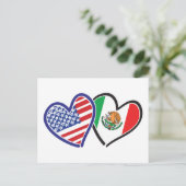Verenigde Staten Mexico Heart Flags Briefkaart (Staand voorkant)