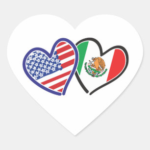 Verenigde Staten Mexico Heart Flags Hart Sticker