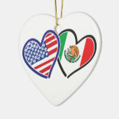 Verenigde Staten Mexico Heart Flags Keramisch Ornament (Links)