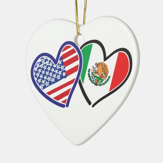 Verenigde Staten Mexico Heart Flags Keramisch Ornament (Links)