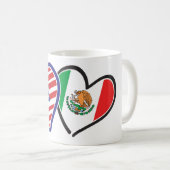 Verenigde Staten Mexico Heart Flags Koffiemok (Voorkant rechts)