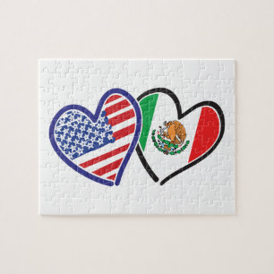 Verenigde Staten Mexico Heart Flags Legpuzzel