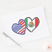 Verenigde Staten Mexico Heart Flags Ovale Sticker (Envelop)