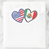 Verenigde Staten Mexico Heart Flags Ovale Sticker (Tas)