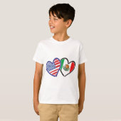 Verenigde Staten Mexico Heart Flags T-shirt (Voorkant volledig)