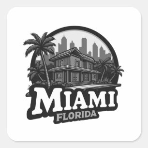 Verenigde Staten, Miami City Florida Square Sticke Vierkante Sticker