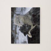 Verenigde Staten, Montana, Wolven spelen in sneeuw Legpuzzel (Verticaal)