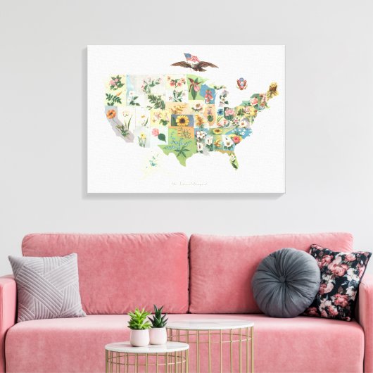Verenigde Staten - Nationale Bouquet Canvas Afdruk (Insitu (Woonkamer))