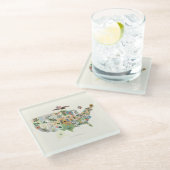 Verenigde Staten - Nationale Bouquet Glazen Onderzetter (Schuin)