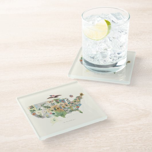 Verenigde Staten - Nationale Bouquet Glazen Onderzetter (Schuin)