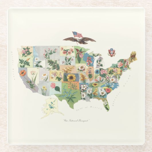Verenigde Staten - Nationale Bouquet Glazen Onderzetter (Voorkant)