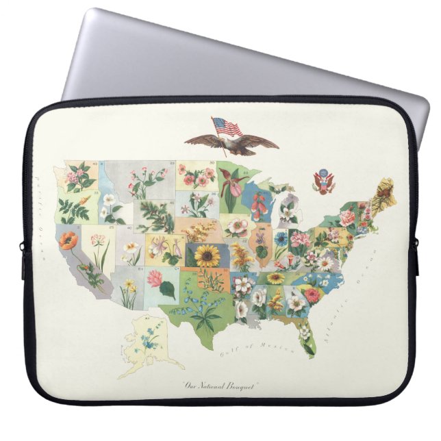 Verenigde Staten - Nationale Bouquet Laptop Sleeve (Voorkant)