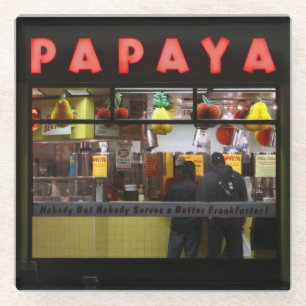 Verenigde Staten, New York. Gray's Papaya: raam Glazen Onderzetter
