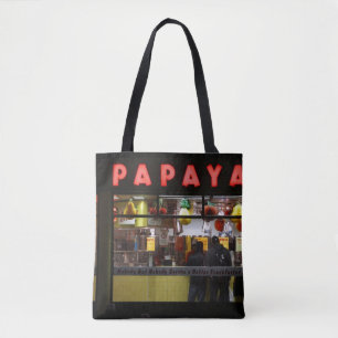 Verenigde Staten, New York. Gray's Papaya: raam Tote Bag