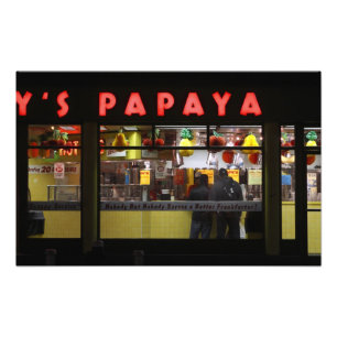Verenigde Staten, New York. Gray's Papaya: venster Foto Afdruk