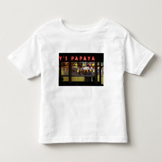 Verenigde Staten, New York. Gray's Papaya: venster Kinder Shirts (Voorkant)