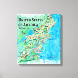 Verenigde Staten - Noordoostelijke Staten Kaart VA Canvas Afdruk