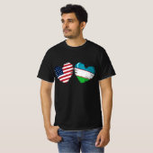 Verenigde Staten Oezbekistan Vlag Hart Oezbeeks Am T-shirt (Voorkant volledig)