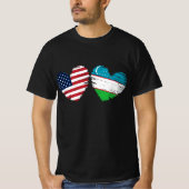 Verenigde Staten Oezbekistan Vlag Hart Oezbeeks Am T-shirt (Voorkant)