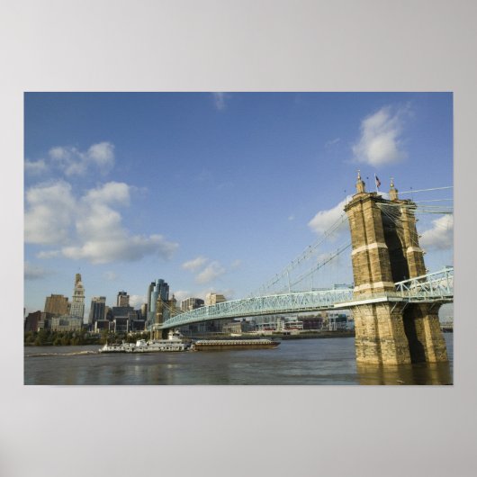 Verenigde Staten, Ohio, Cincinnati: Roebling Suspe Poster (Voorkant)