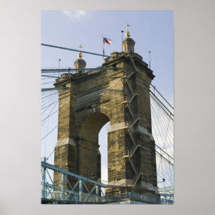 Verenigde Staten, Ohio, Cincinnati: Roebling Suspe Poster