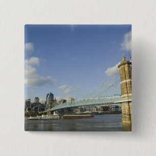 Verenigde Staten, Ohio, Cincinnati: Roebling Suspe Vierkante Button 5,1 Cm