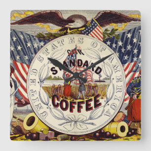 Verenigde Staten Onze Standaard Koffie Vierkante W Klok
