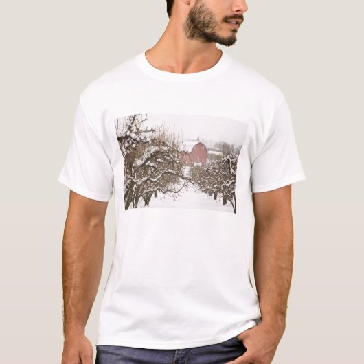 Verenigde Staten, Oregon, Hood River. Sneeuwbedekt T-shirt (Voorkant)