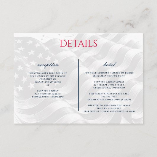 Verenigde Staten Paar Informatiekaartje (Voorkant)