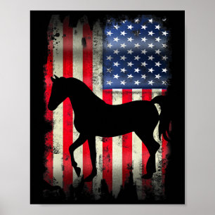 Verenigde Staten Paard Amerikaanse Vlag Funny Ani Poster