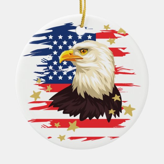 Verenigde Staten Patriottische Vlag Eagle Stars Keramisch Ornament (Voorkant)