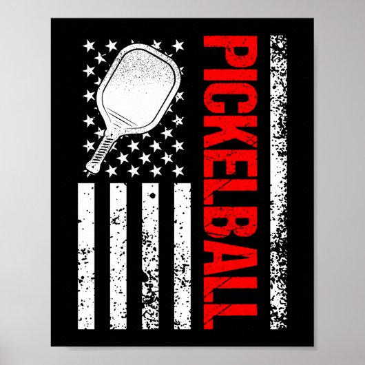 Verenigde Staten Pickleball Amerikaanse vlag Poster (Voorkant)