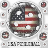 Verenigde Staten Pickleball verontruste Amerikaans Sticker (Voorkant)
