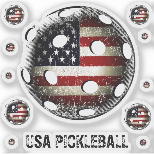 Verenigde Staten Pickleball verontruste Amerikaans Sticker (Voorkant)