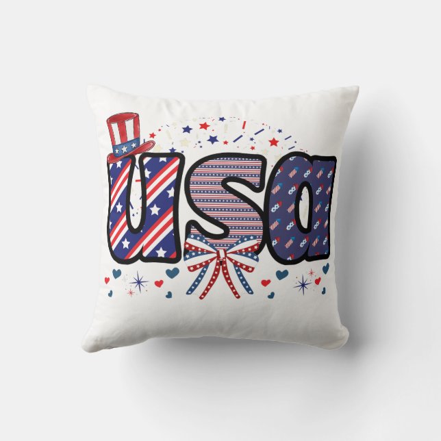 Verenigde Staten Pride Pet & Bow T-shirt Kussen (Achterkant)