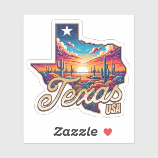 Verenigde Staten Retro Sunset Desert Sticker (Vel)