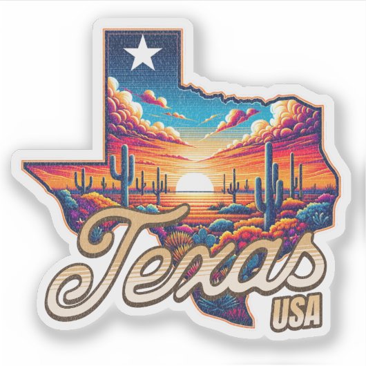 Verenigde Staten Retro Sunset Desert Sticker (Voorkant)