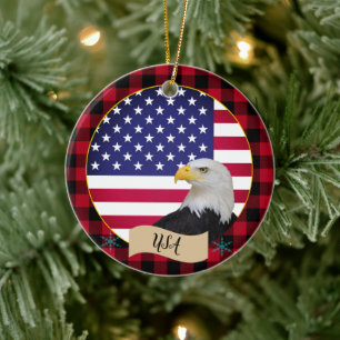 Verenigde Staten, Rode buffels, Eagle en Amerikaan Keramisch Ornament