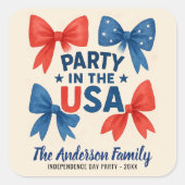 Verenigde Staten Rode en Blauwe Bogen Patriottisch Vierkante Sticker (Voorkant)